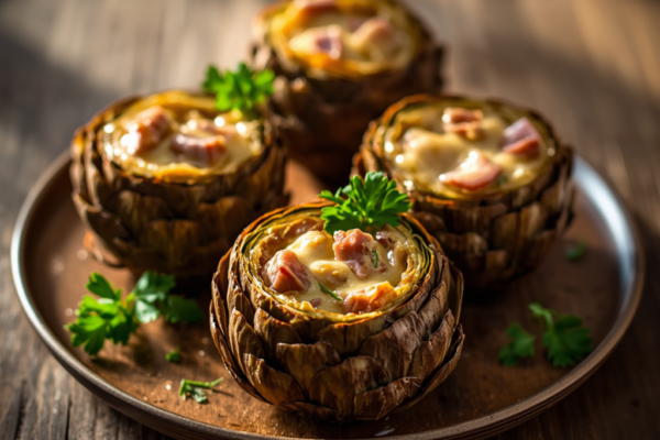 Alcachofas Rellenas de Jamón y Bechamel