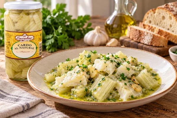 Cardo y bacalao en salsa verde