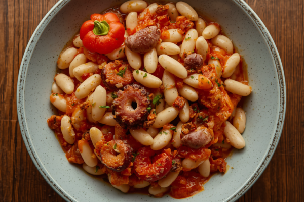 Pochas frescas con pulpo y pimentón Pochas frescas con pulpo y pimentón