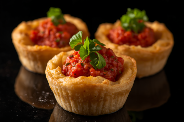 Volovanes Rellenos de Brandada de Bacalao y Pimientos del Piquillo